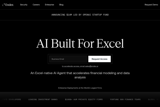Endex AIのExcel向けAIエージェントサイト